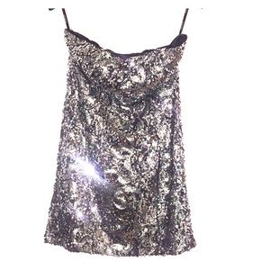Bebe Strapless Sequin Dress